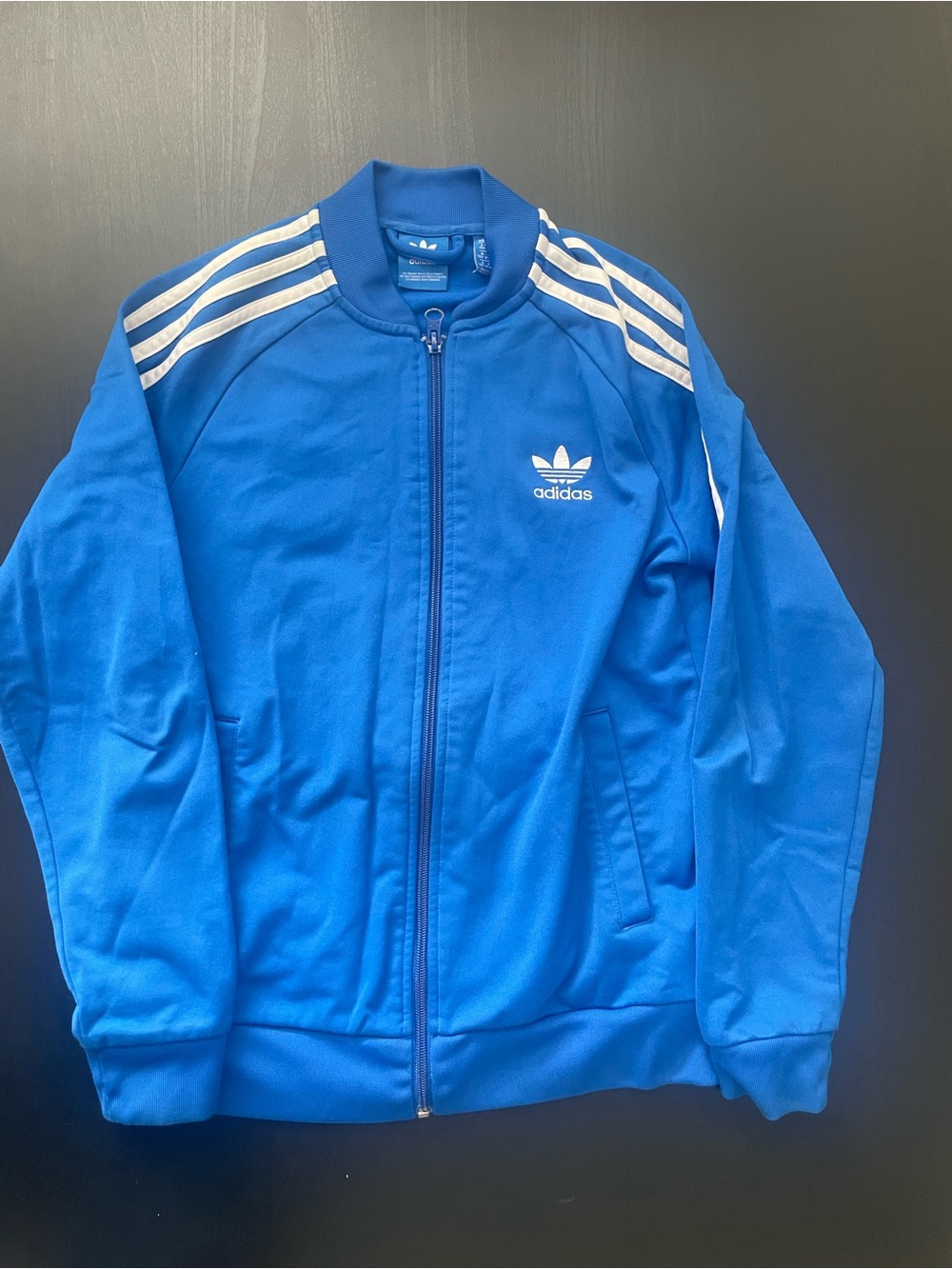 adidas Royal Blue Trefoil Zip Track Jacket with White Stripes